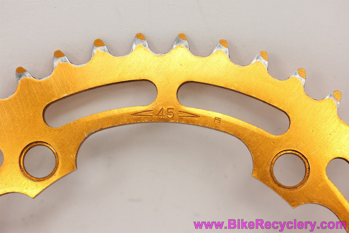 Shimano Takagi DX / MX BMX Chainring: GOLD Ano - 45T x 130mm - 3/32" - Old School 1980's (Near Mint Show Worthy!)