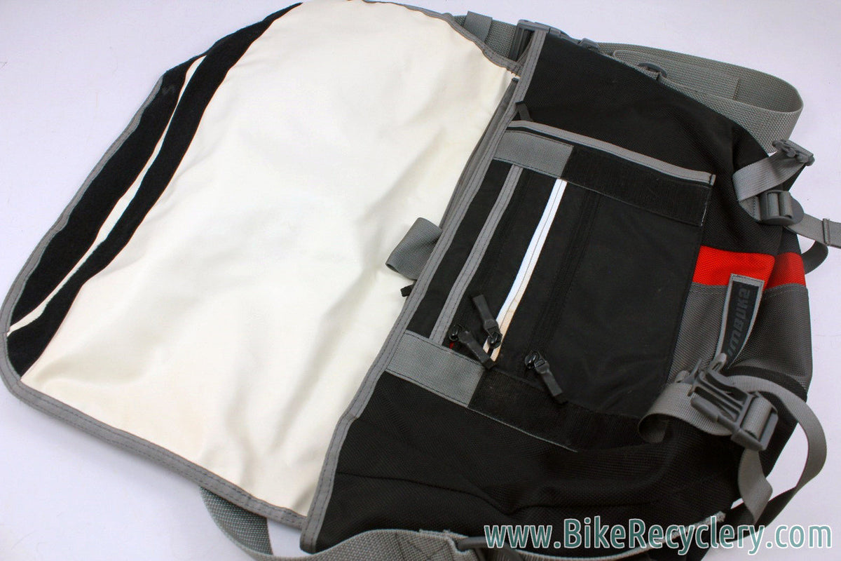 Timbuk2 Custom Classic Commuter Messenger Bag: L/XL - Black/Grey/Red - Laptop LoveGlove - Custom Pockets (new 2nd w/damage)