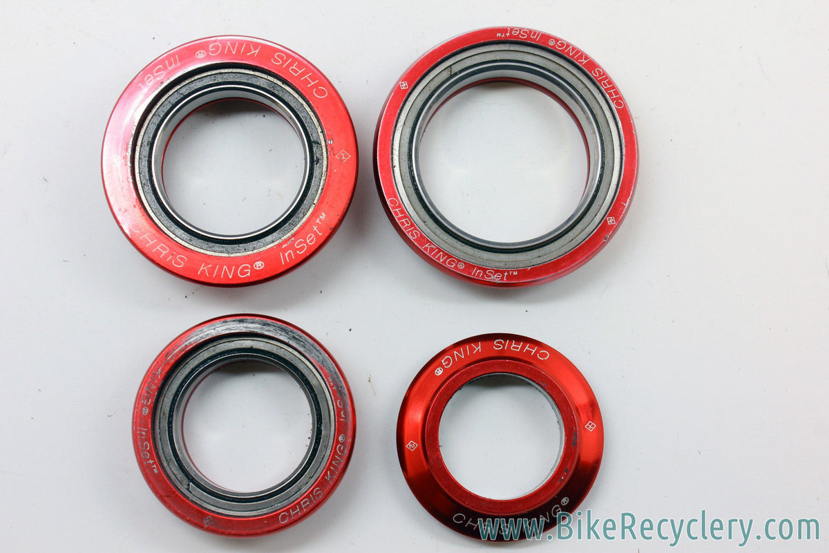Chris King Inset Headset w/ Extras: 44/49/56mm Cups - 1.5" Base Plate - 1.5 to 1 1/8" Base Plate (RED)