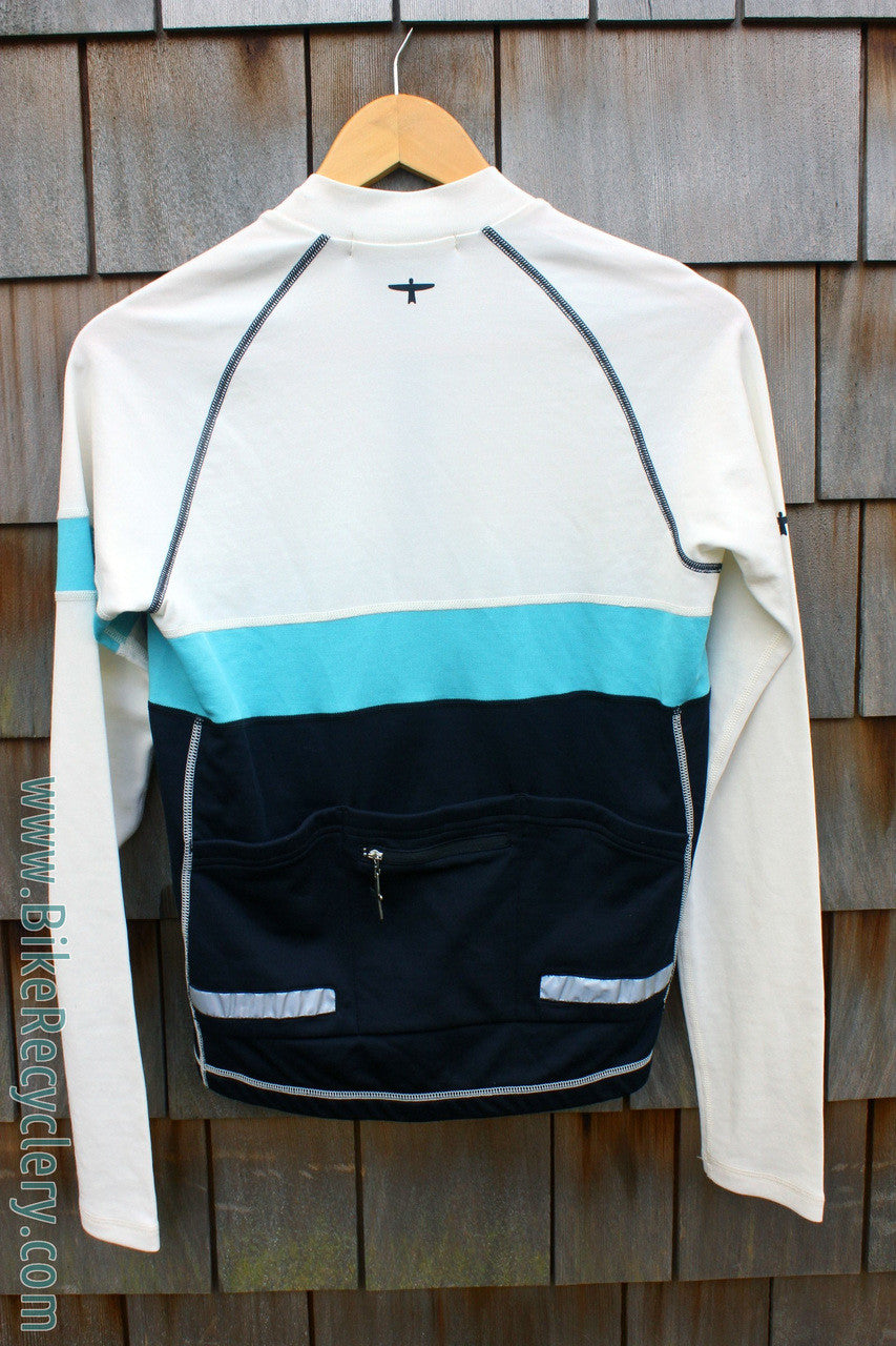 Untouched World Long Sleeve Cycling Jersey: New Zealand Made - Merino Blend - White/Blue (NEW)