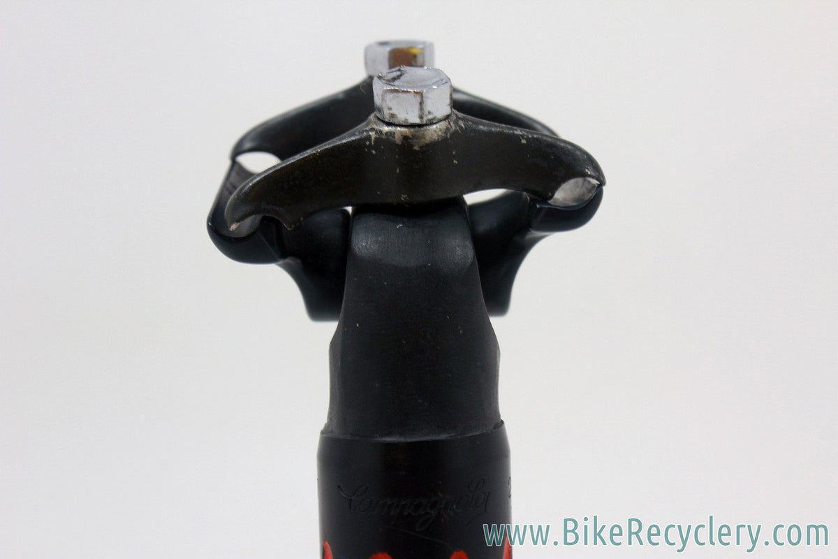 Campagnolo Super Record 2-Bolt Fluted Seatpost: 27mm - 1970's - Alloy Ears - Powdercoated Black & Red (RARE)