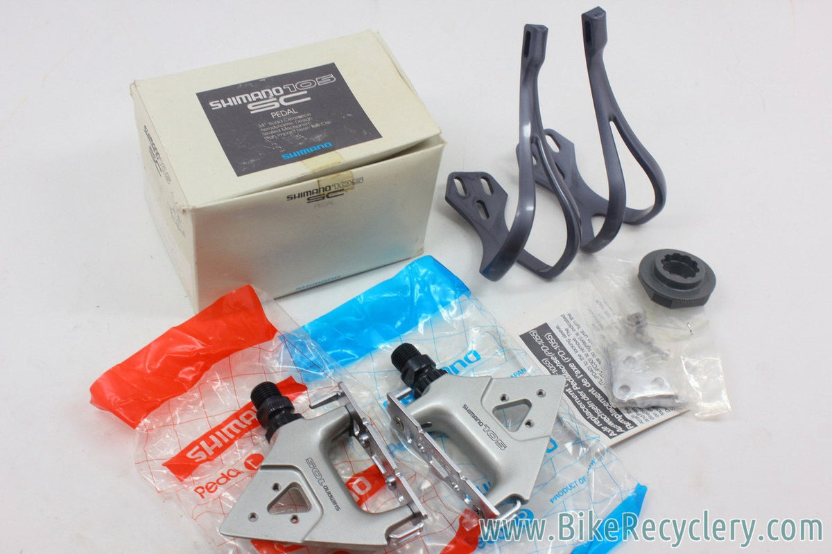 NIB/NOS Shimano 105 PD-1055 Aero Platform Pedals: Clips (L, Blue-Grey) - Cleats - Tool