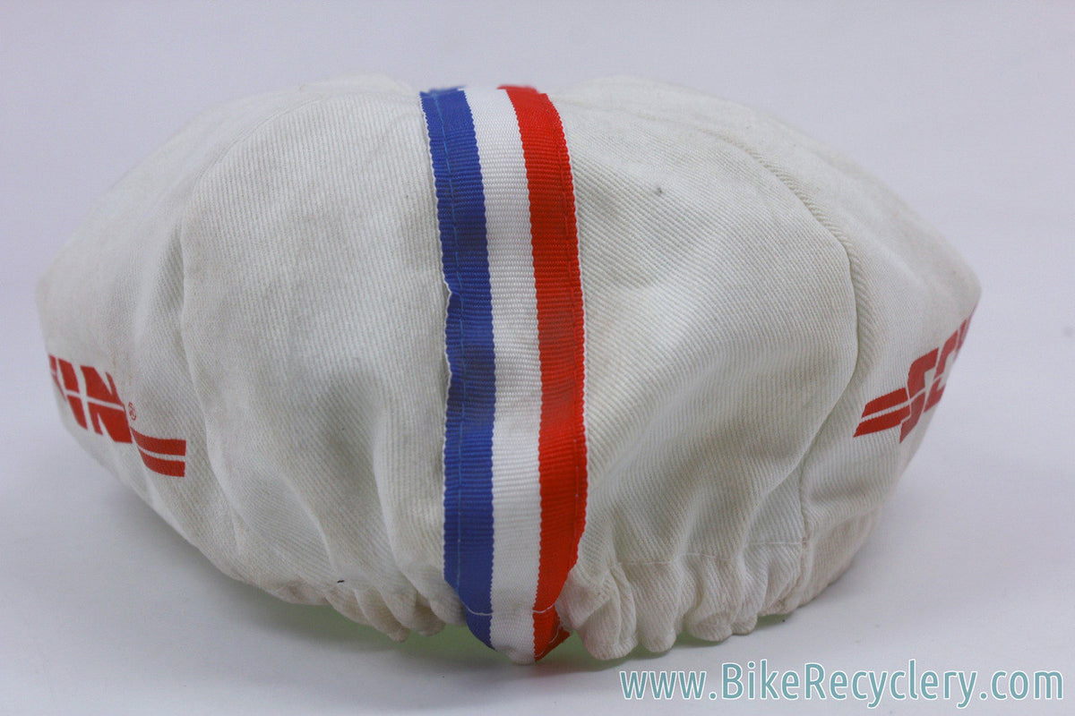 Autographed Schwinn Paramount Juvenile Team Cycling Cap: White w/ Red & Blue Stripes