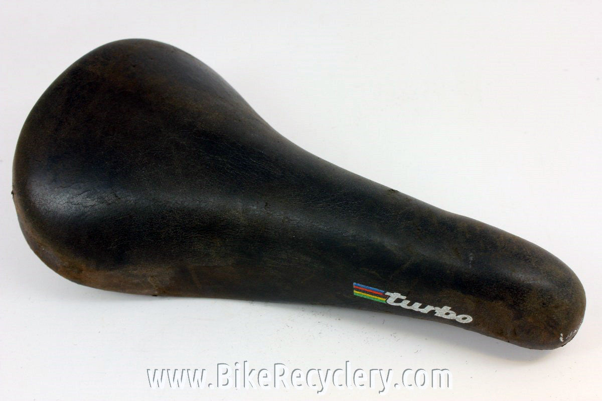 Vintage selle Italia Turbo Saddle: Brown Leather, 1989