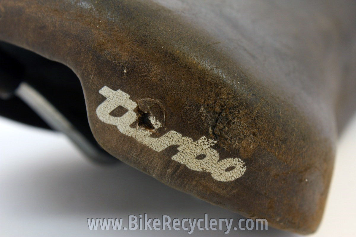 Vintage selle Italia Turbo Saddle: Brown Leather, 1989