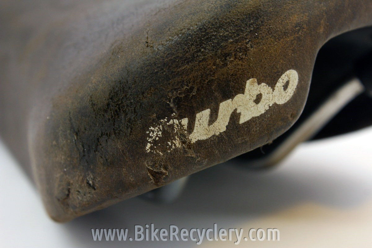 Vintage selle Italia Turbo Saddle: Brown Leather, 1989