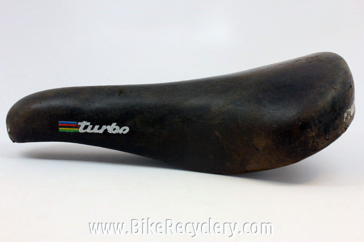 Vintage selle Italia Turbo Saddle: Brown Leather, 1989