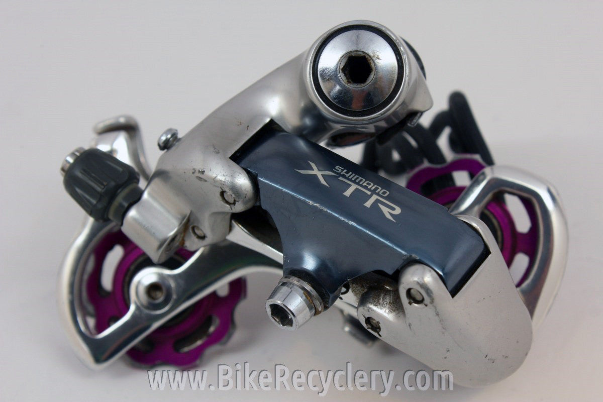 Shimano XTR RD-M900 Rear Derailleur: Mid Cage, 3DV Purple Pulleys, EXC+
