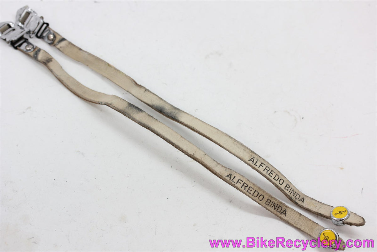 Alfredo Binda Laminated Toe Straps & Campagnolo Buttons: Bianchi-Dino - White