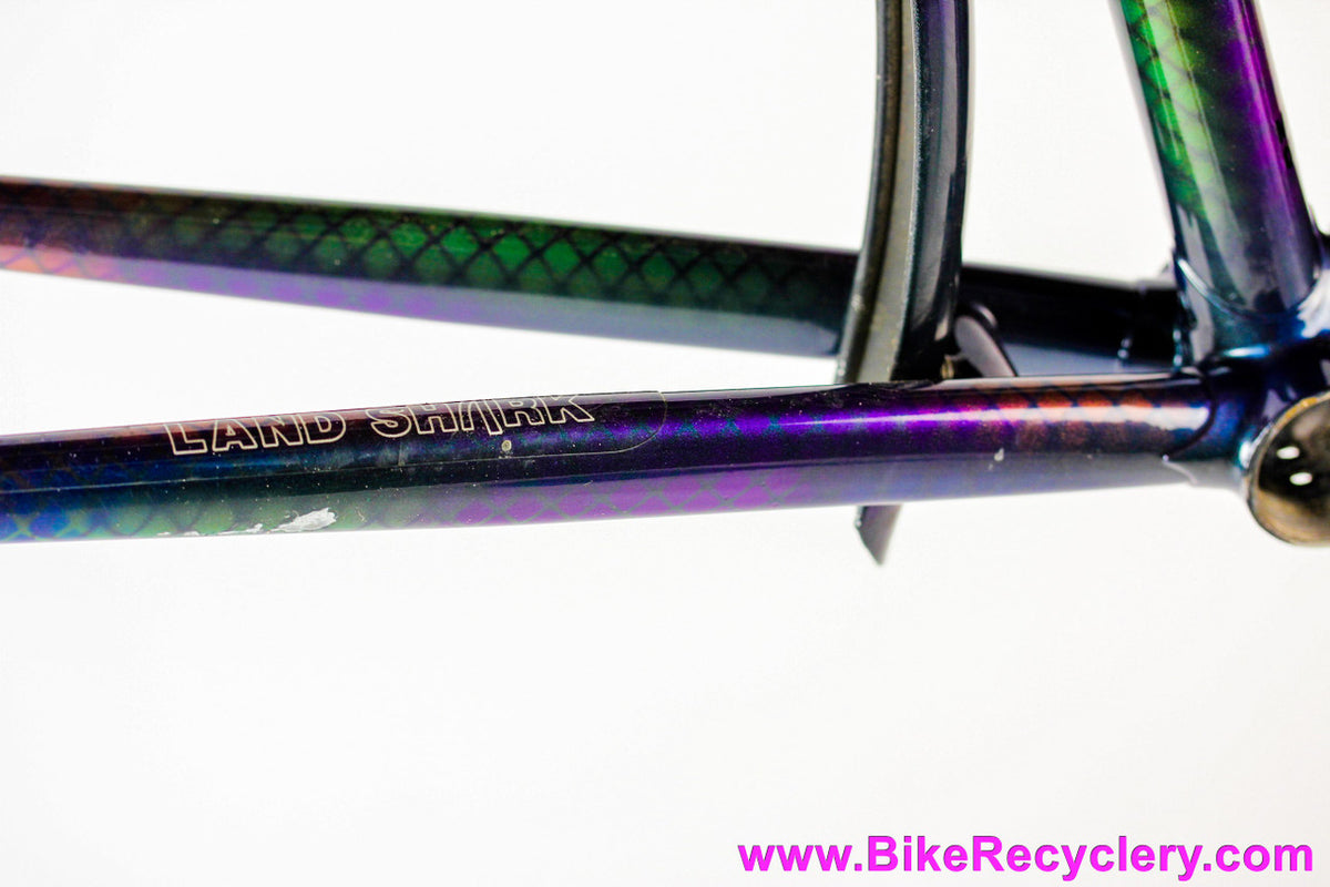 58cm Land Shark Road Shark Fillet Brazed Steel Frameset: Paint Matched Fenders! Snakeskin Purple/Green/Pink/Purple/Orange Wildness!