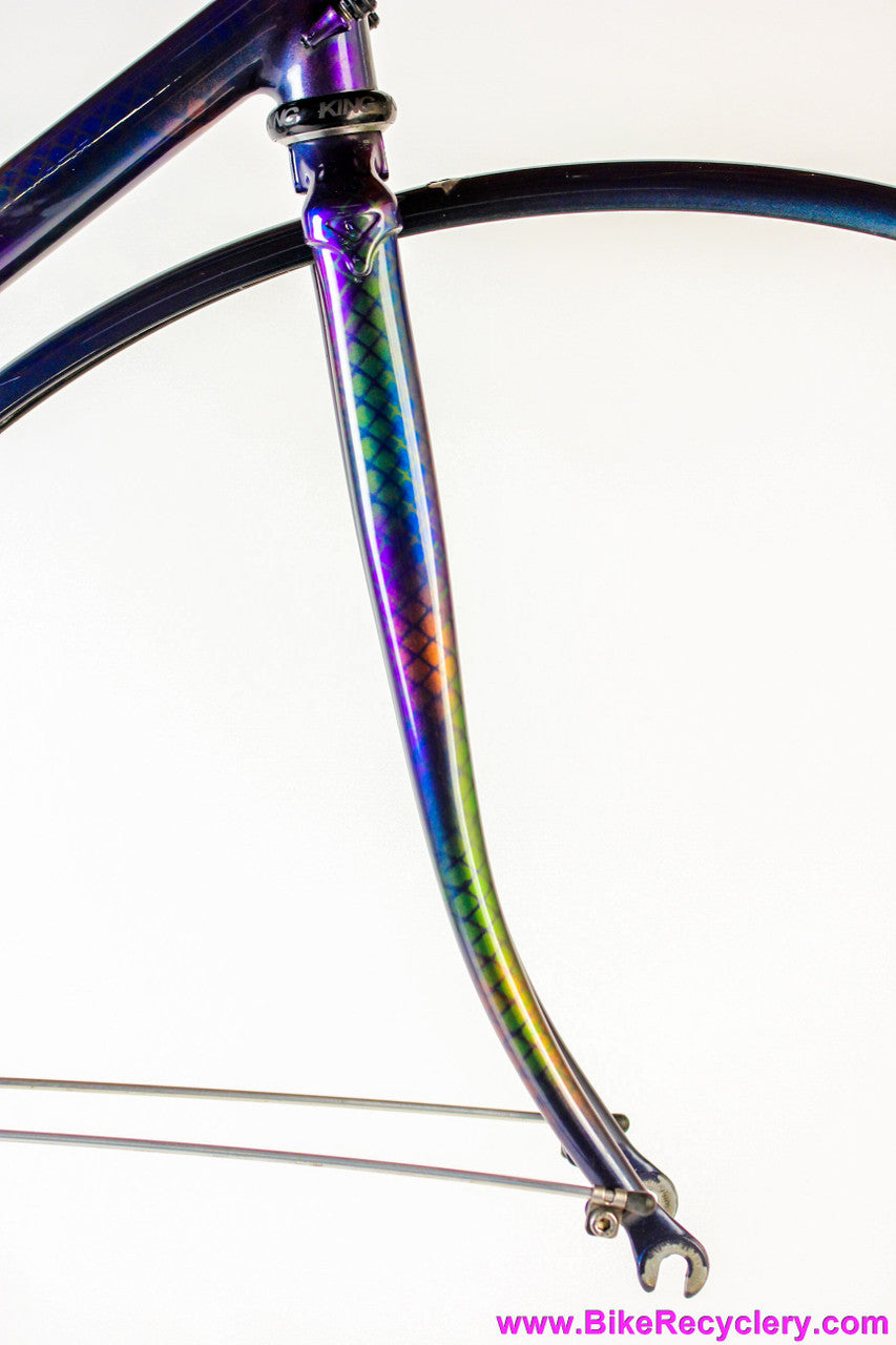 58cm Land Shark Road Shark Fillet Brazed Steel Frameset: Paint Matched Fenders! Snakeskin Purple/Green/Pink/Purple/Orange Wildness!