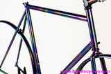 58cm Land Shark Road Shark Fillet Brazed Steel Frameset: Paint Matched Fenders! Snakeskin Purple/Green/Pink/Purple/Orange Wildness!