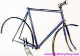 58cm Land Shark Road Shark Fillet Brazed Steel Frameset: Paint Matched Fenders! Snakeskin Purple/Green/Pink/Purple/Orange Wildness!