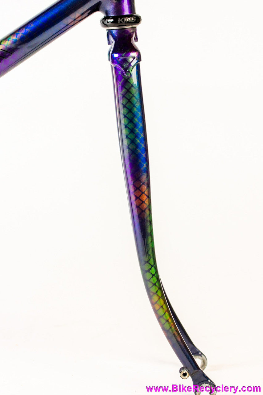 58cm Land Shark Road Shark Fillet Brazed Steel Frameset: Paint Matched Fenders! Snakeskin Purple/Green/Pink/Purple/Orange Wildness!