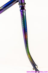 58cm Land Shark Road Shark Fillet Brazed Steel Frameset: Paint Matched Fenders! Snakeskin Purple/Green/Pink/Purple/Orange Wildness!