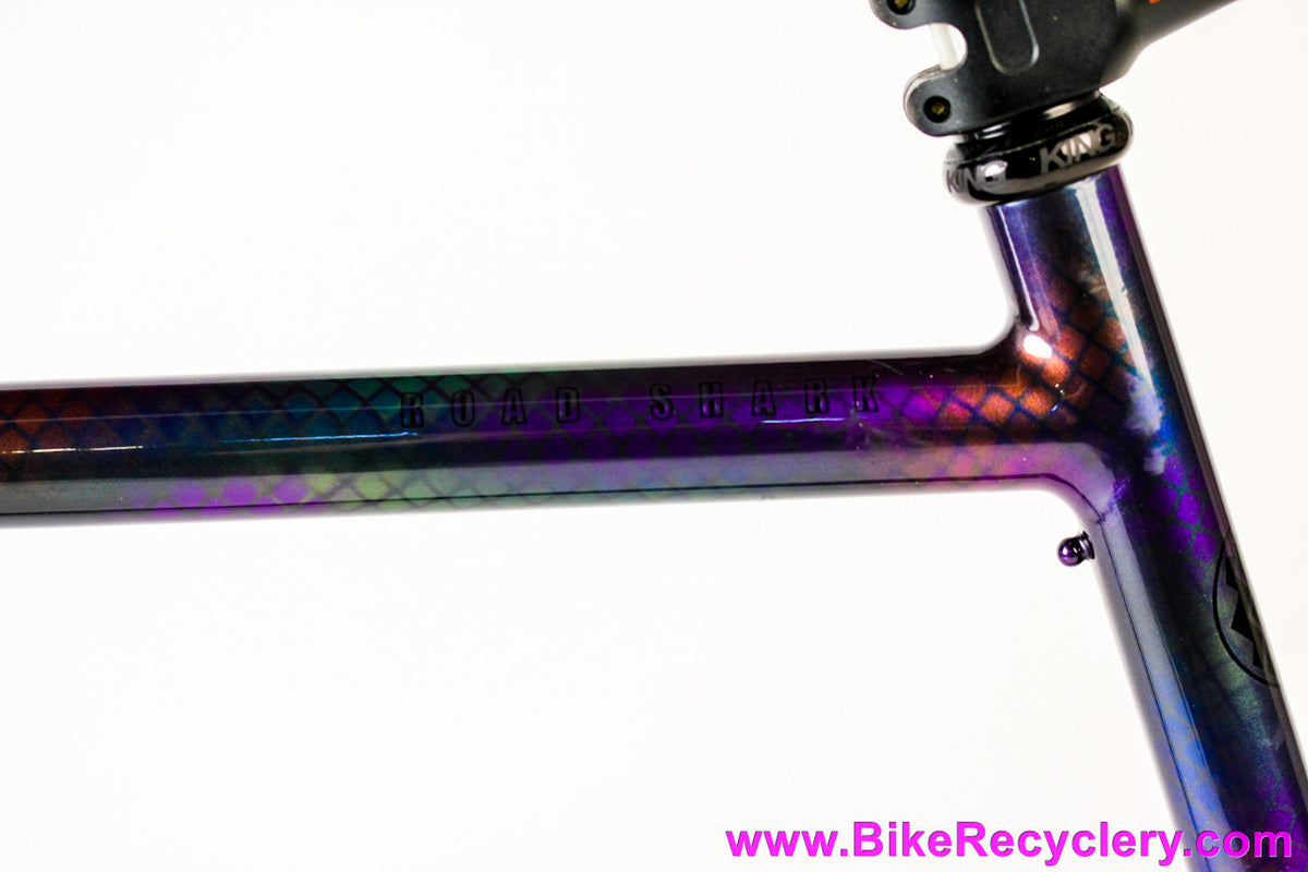 58cm Land Shark Road Shark Fillet Brazed Steel Frameset: Paint Matched Fenders! Snakeskin Purple/Green/Pink/Purple/Orange Wildness!