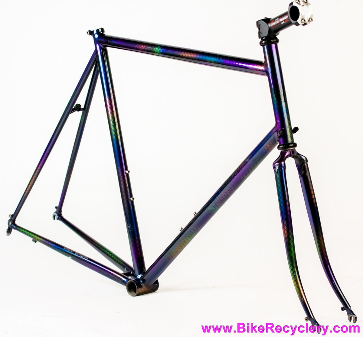 58cm Land Shark Road Shark Fillet Brazed Steel Frameset: Paint Matched Fenders! Snakeskin Purple/Green/Pink/Purple/Orange Wildness!