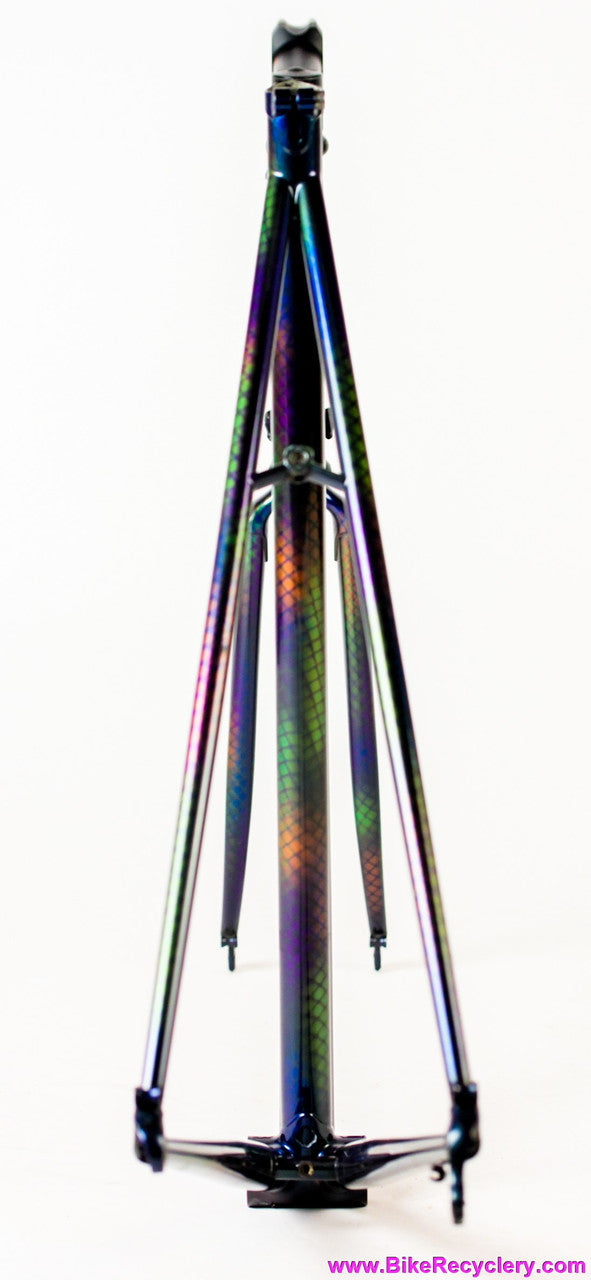 58cm Land Shark Road Shark Fillet Brazed Steel Frameset: Paint Matched Fenders! Snakeskin Purple/Green/Pink/Purple/Orange Wildness!