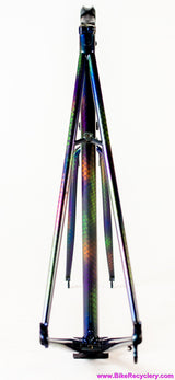 58cm Land Shark Road Shark Fillet Brazed Steel Frameset: Paint Matched Fenders! Snakeskin Purple/Green/Pink/Purple/Orange Wildness!
