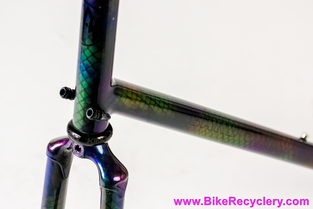 58cm Land Shark Road Shark Fillet Brazed Steel Frameset: Paint Matched Fenders! Snakeskin Purple/Green/Pink/Purple/Orange Wildness!