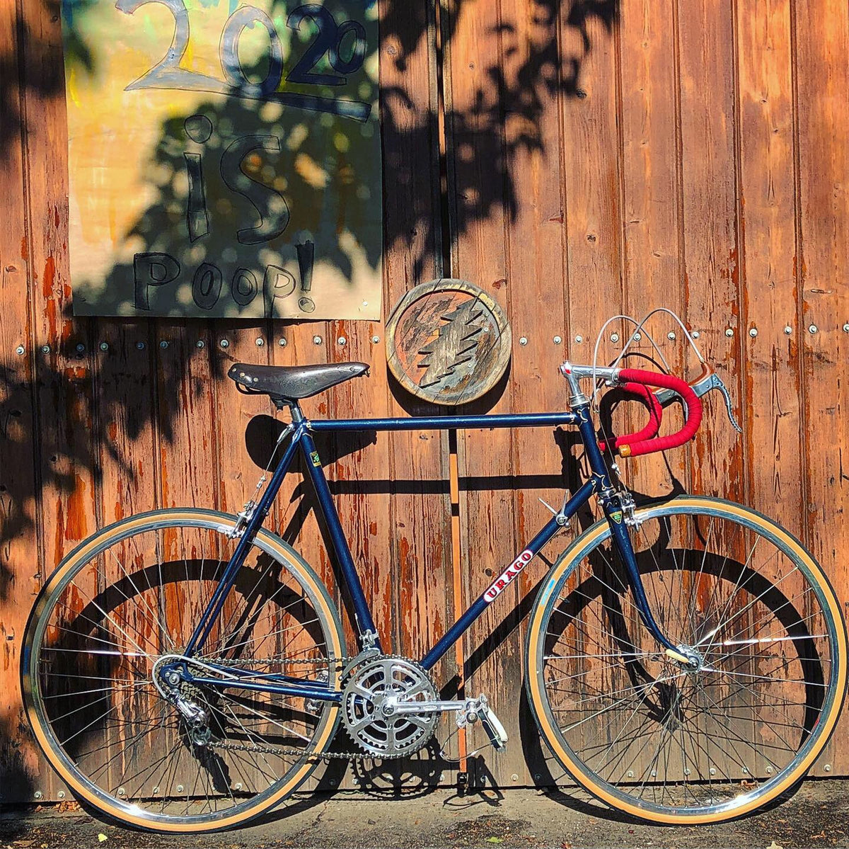 1960 Urago French Road Frame/Fork: 62cm x 59cm - Reynolds 531 Nervex Lugged Steel - Metallic Blue + Gold Pinstriping - Centerpull - 700c x Wide Tires
