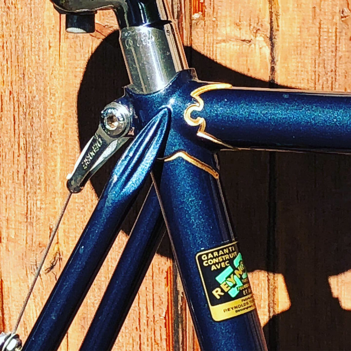 1960 Urago French Road Frame/Fork: 62cm x 59cm - Reynolds 531 Nervex Lugged Steel - Metallic Blue + Gold Pinstriping - Centerpull - 700c x Wide Tires
