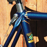 1960 Urago French Road Frame/Fork: 62cm x 59cm - Reynolds 531 Nervex Lugged Steel - Metallic Blue + Gold Pinstriping - Centerpull - 700c x Wide Tires