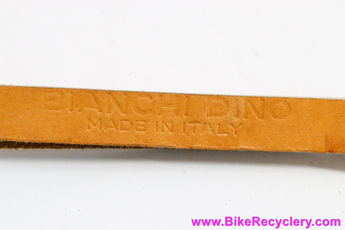 NOS Alfredo Binda Leather Toe Straps: Bianchi-Dino - Baseball Glove Tan - White Rollers