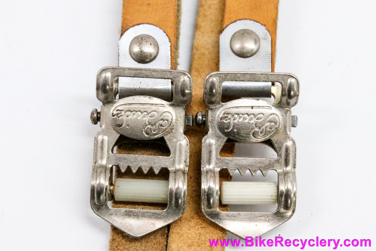 NOS Alfredo Binda Leather Toe Straps: Bianchi-Dino - Baseball Glove Tan - White Rollers