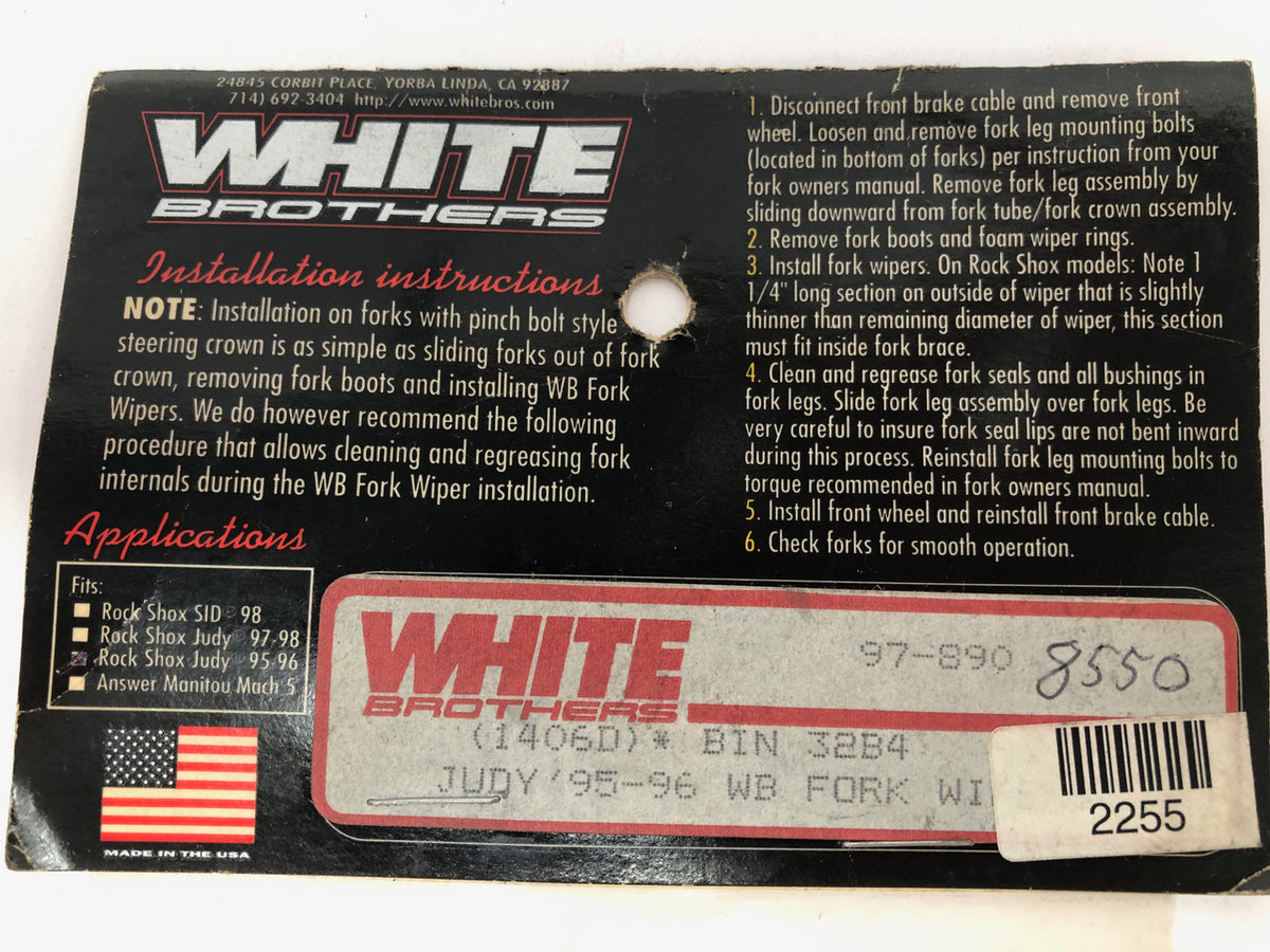 NIB/NOS Rockshox Judy 28mm Wipers: White Brothers  (pair)