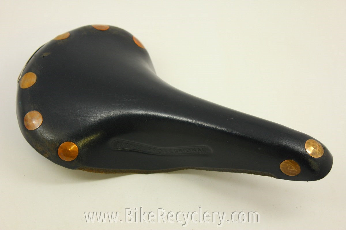 1990's Brooks Professional Special Saddle: Large Copper Rivets Black