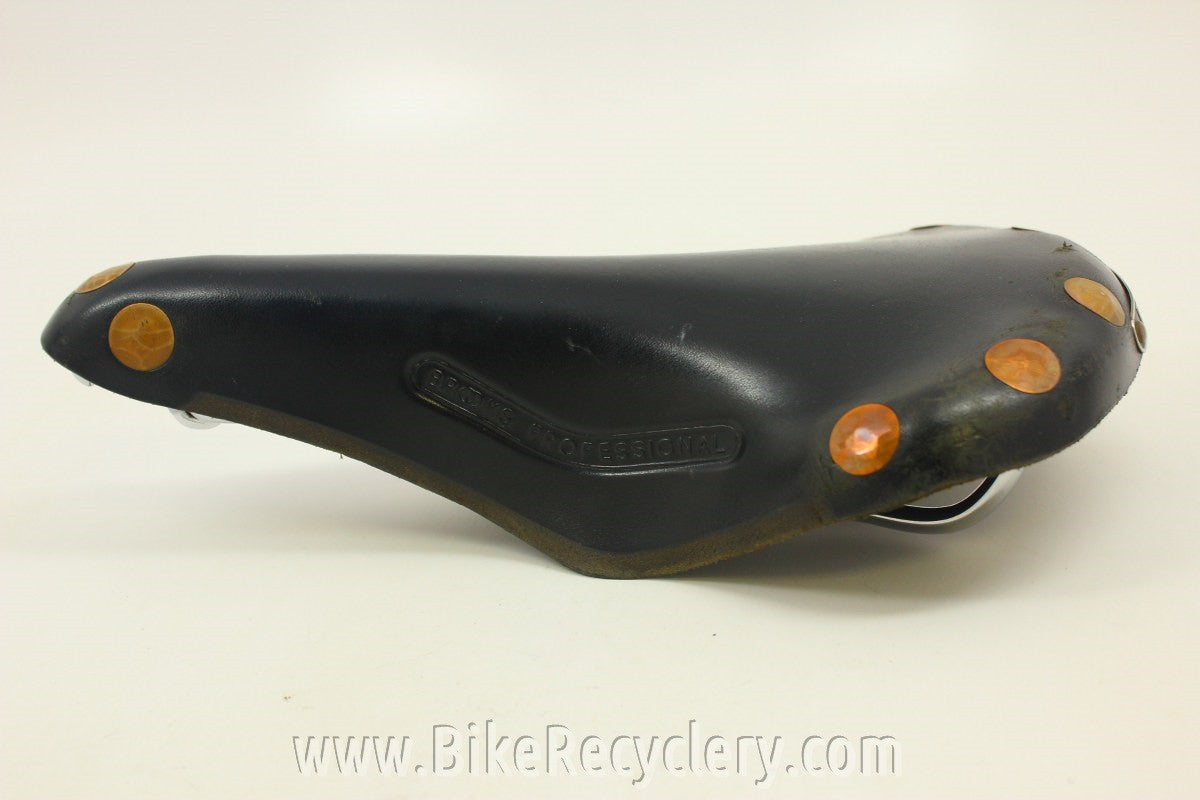 1990's Brooks Professional Special Saddle: Large Copper Rivets Black