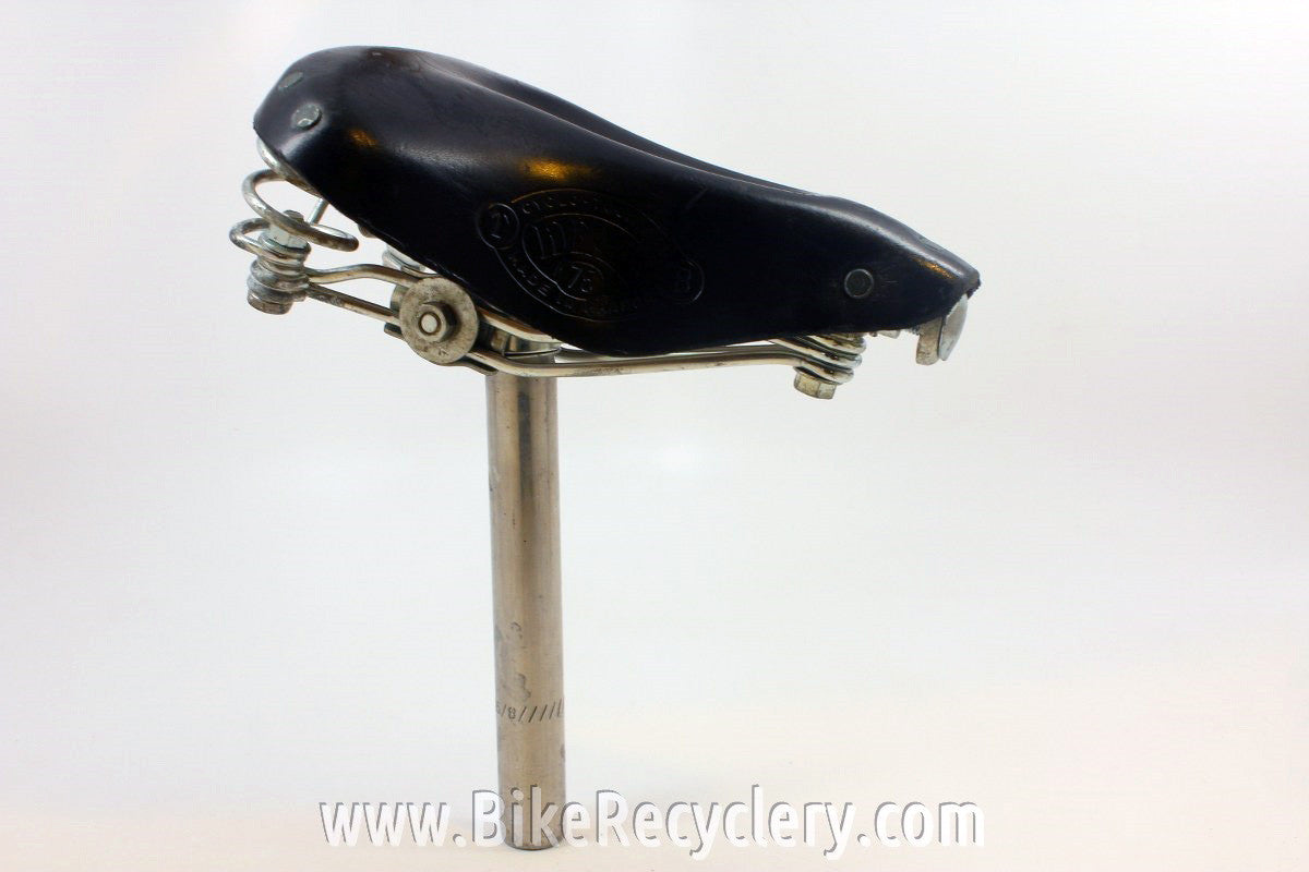 Vintage Ideale 75 Cyclo-Tourist Leather Bike Saddle: Twin Rails, Springs, Seatpost