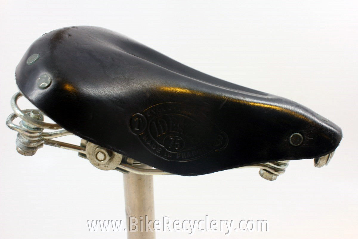 Vintage Ideale 75 Cyclo-Tourist Leather Bike Saddle: Twin Rails, Springs, Seatpost