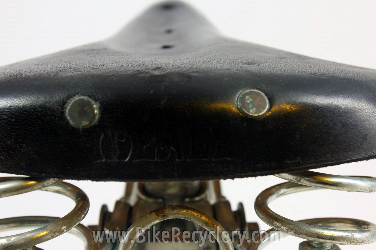 Vintage Ideale 75 Cyclo-Tourist Leather Bike Saddle: Twin Rails, Springs, Seatpost