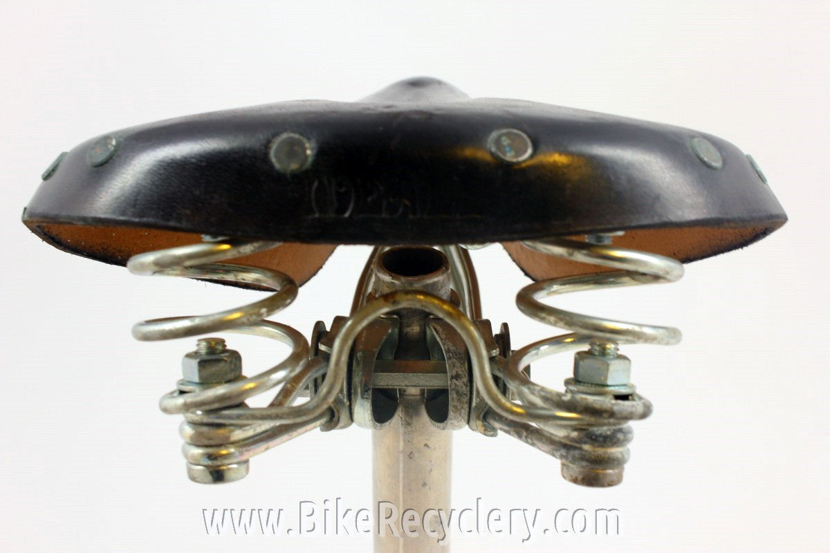 Vintage Ideale 75 Cyclo-Tourist Leather Bike Saddle: Twin Rails, Springs, Seatpost