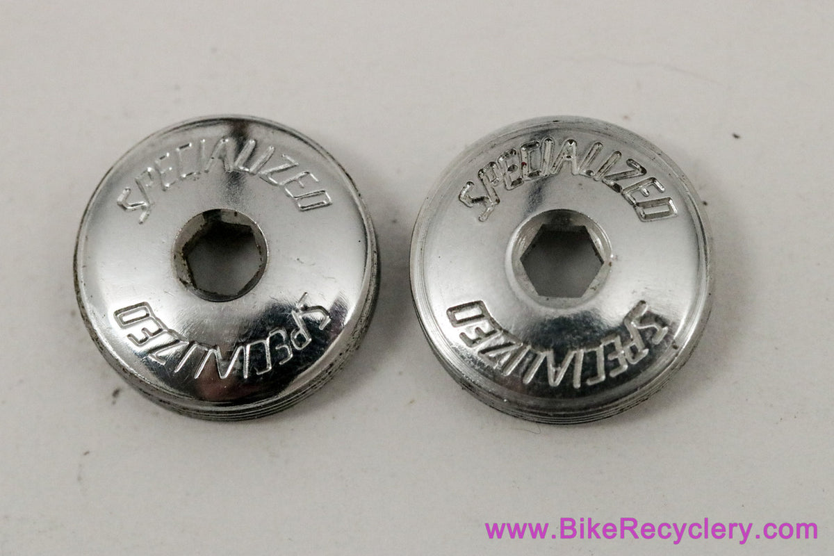 NOS Specialized Dust Caps: Chrome - Flag Crank - 1980's / 1990's (pair)