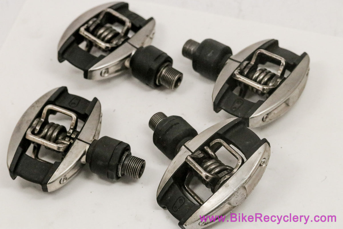Crank Brothers Quattro SL Pedals: Two Pairs - Stainless - Silver (Near Mint, 2 Pairs)