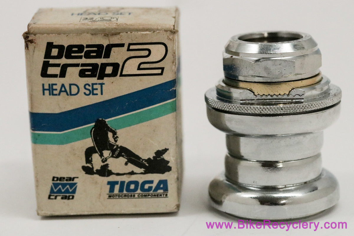 NIB/NOS Tioga Bear Trap 2 Headset: 1" Threaded - BMX - Silver