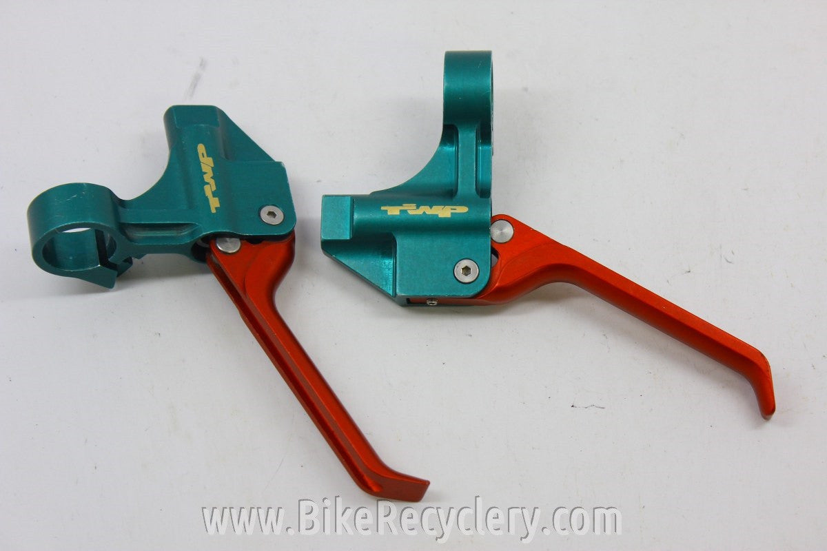 TWP Hydraulic brake Levers: Green / Red Anodized CNC, For Magura Rim Brakes 1990's