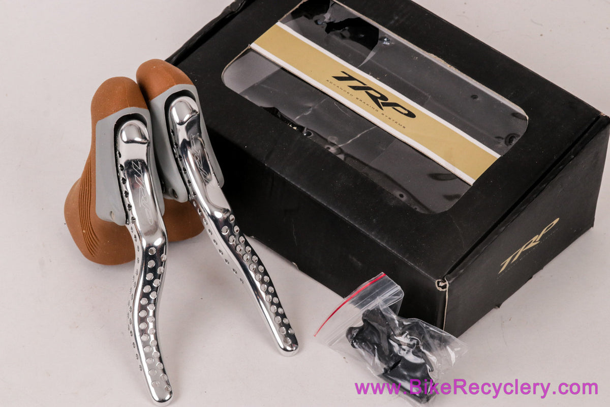 TRP RRL RS Retro Brake Levers: Silver/Gum - Drillium (NEW)