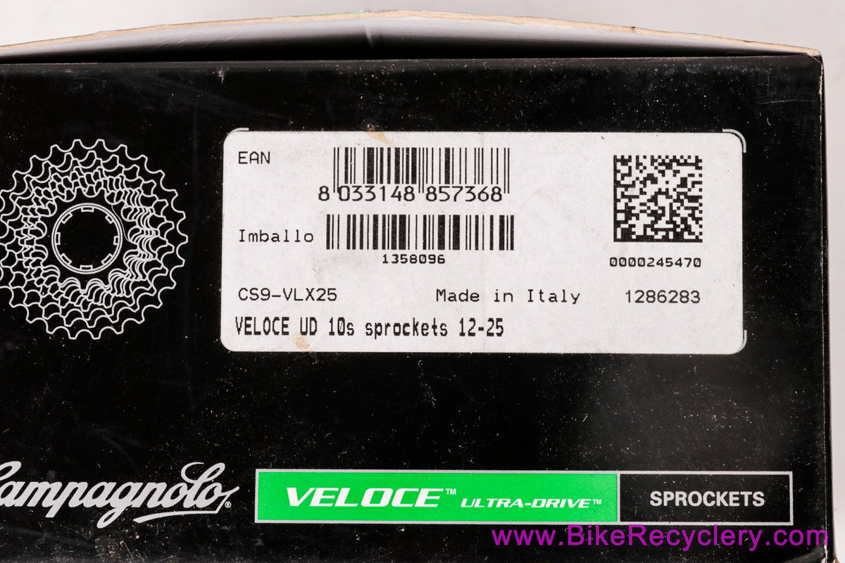 NIB/NOS Campagnolo Veloce UD 10 Speed Cassette: 12-25t - CS9-VLX25 (NEW)