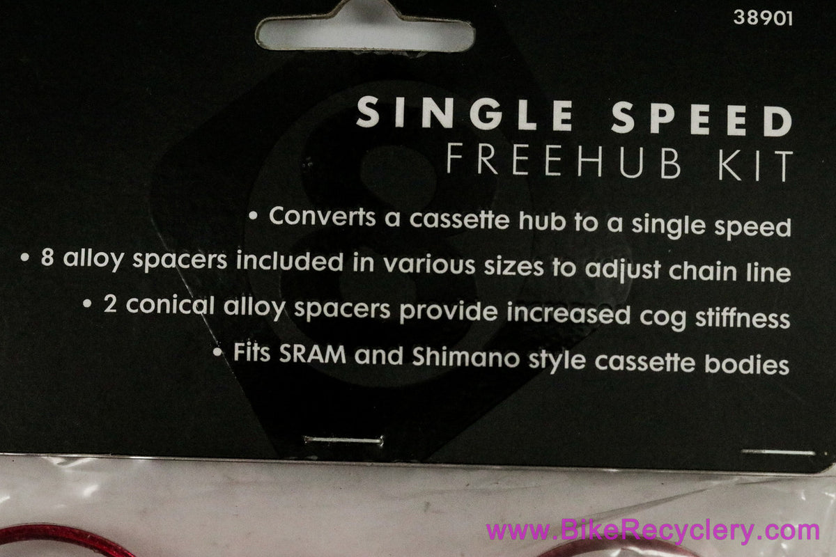 Origin8 Single Speed Freehub Kit For Cassette Hubs: 10 Spacers - Red/Black (NEW)