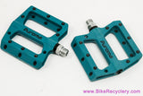 Puroma Flat Platform Pedals: BMX / DH / Freeride / Commuter - Turquoise - 9/16" (NEW)