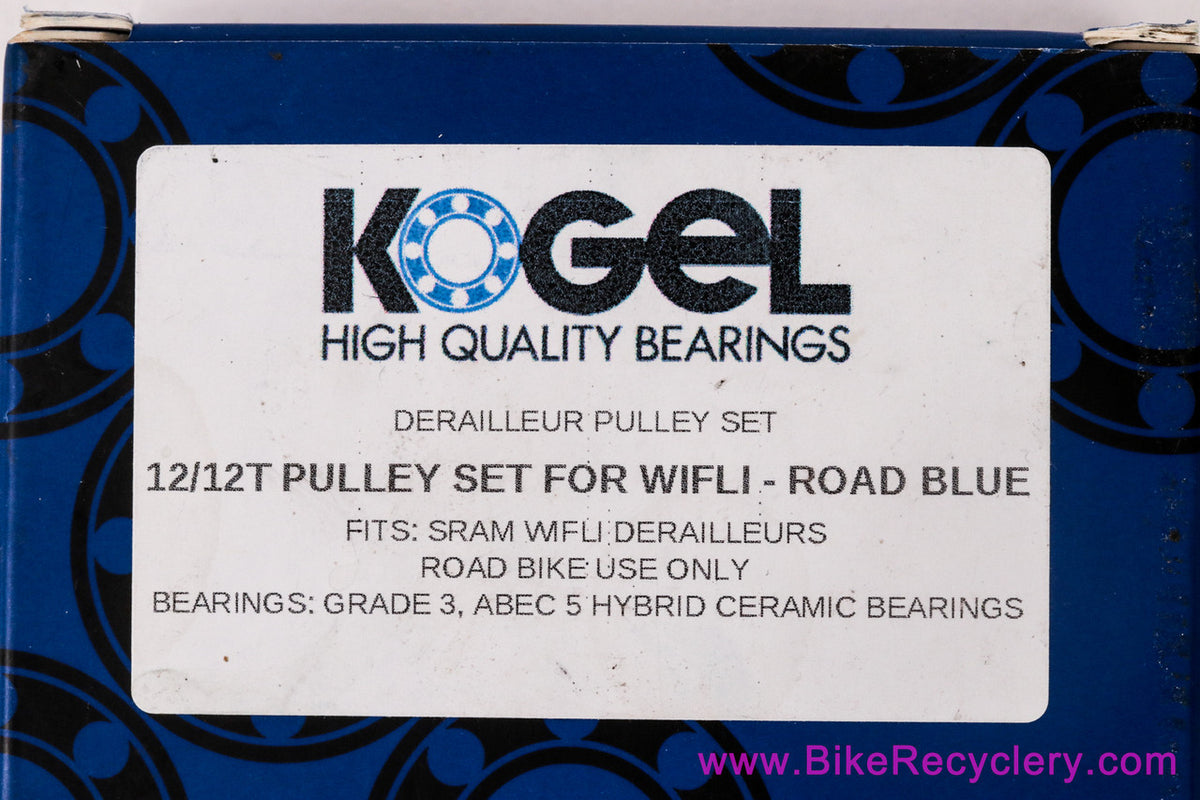 Kogel 12T/12T Derailleur Pulley Set: 10s / 11s SRAM + Shimano + Campagnolo - Hybrid Ceramic -Blue (NEW)