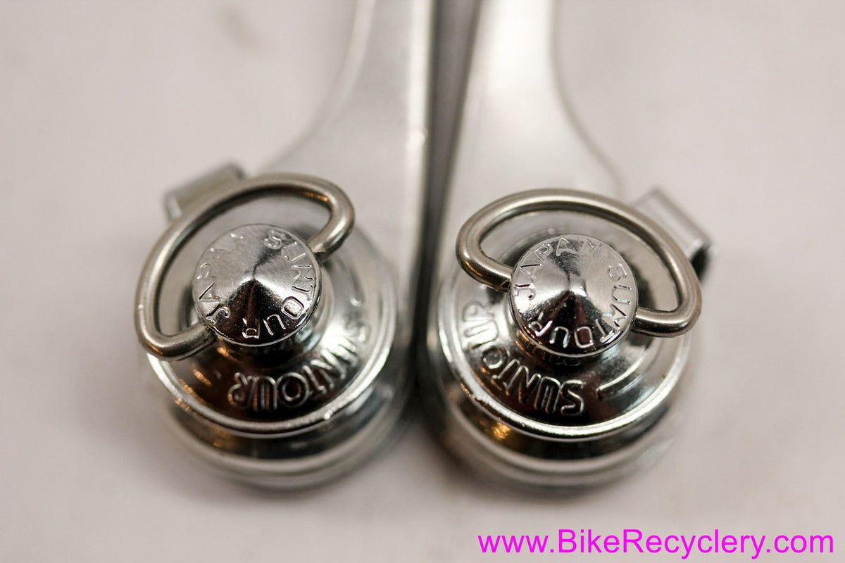NOS Suntour Cyclone(?) Downtube Shifters: Braze On - Fancy Bolts & Caps (take-off)