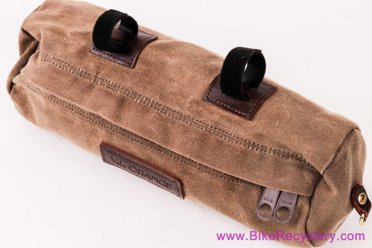 Velo Orange Baguette (Burrito) Mini Handlebar / Saddle Bag: Brown Canvas/Leather (Mint, New?)