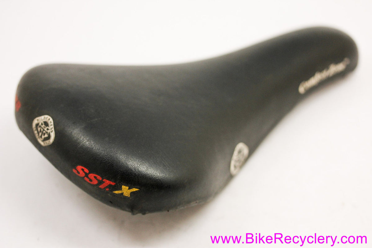 WTB SST-X Saddle: Original Vintage 1990's MTB - Black Leather (EXC)