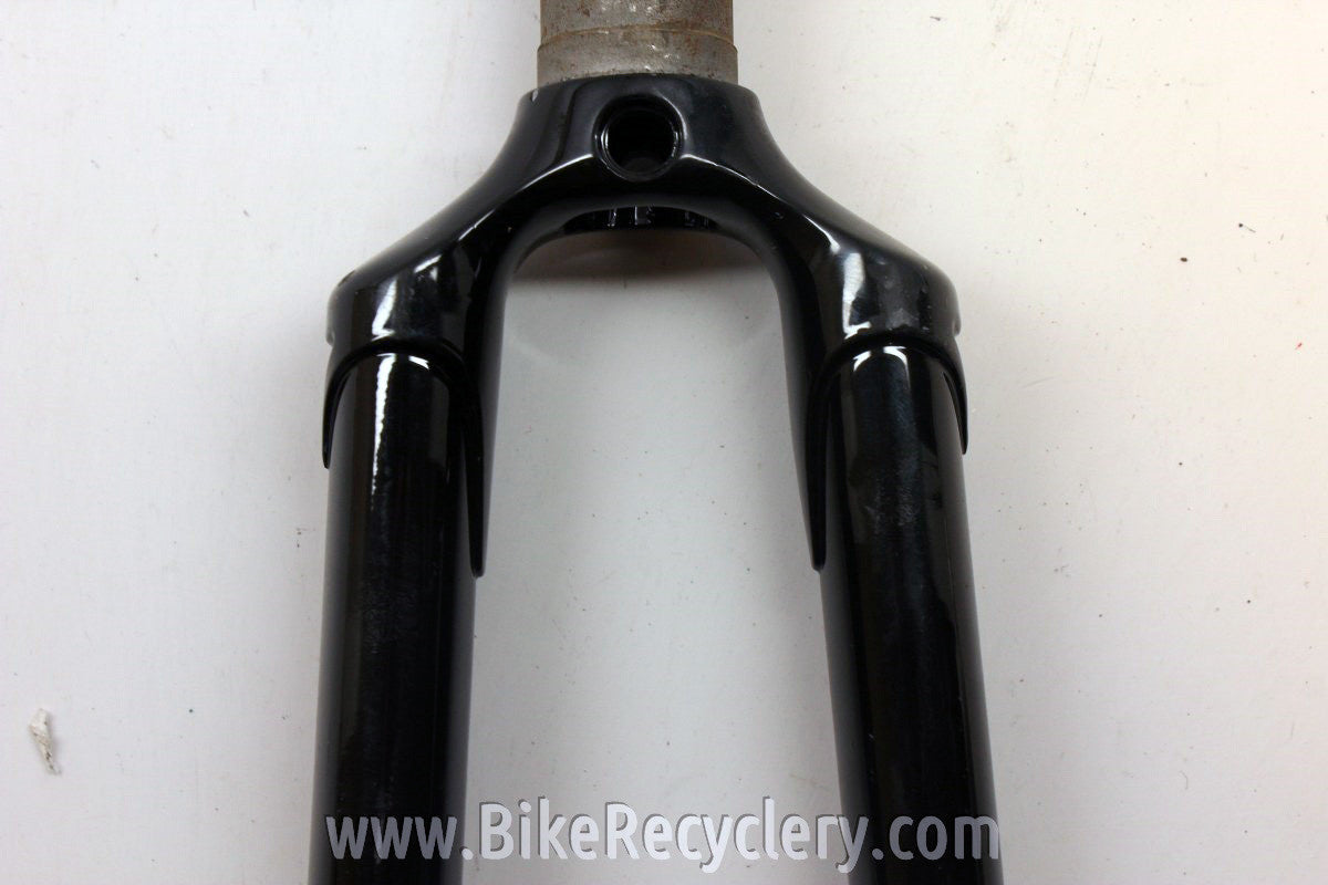 Vintage Columbus Steel Threadless Fork: Crown Cutouts, Black 1"
