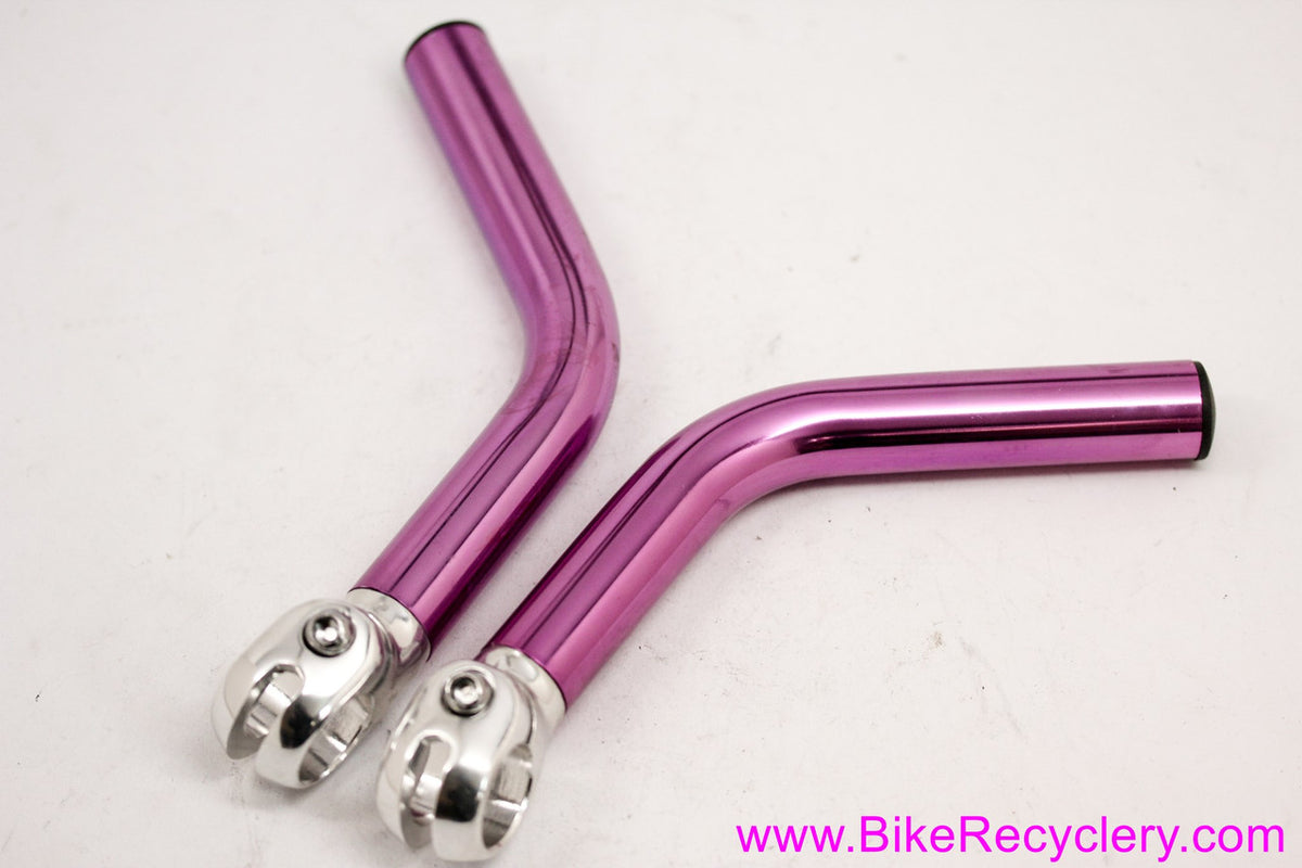 NOS 3DV Purple Bar Ends: Long L-Bend - Silver Clamps - Vintage 1990's